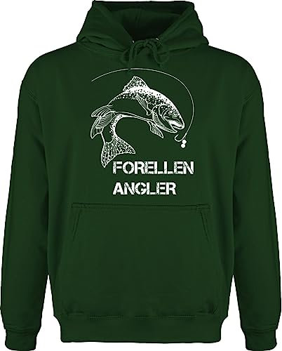 Shirtracer Hoodie Herren Pullover Männer - Angler Geschenke & Angeln Zubehör - Forellenangler - weiß - S - Dunkelgrün - angelkleidung Angel Fischerei Fisch Hoody angelbekleidung fischen Forelle Pulli