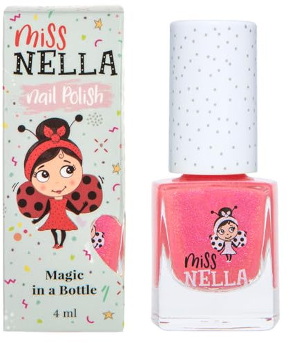 Miss Nella TICKLE ME PINK abziehbarer Nagellack speziell für Kinder, rosa Glitzer, Peel-Off-Formel, ungiftig, wasserbasiert und geruchsneutral
