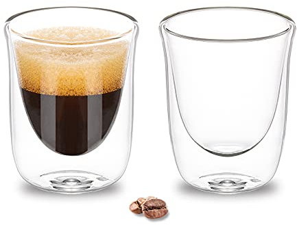PARACITY Set di 2 Tazze da Espresso, Bicchierino da Espresso da 2 Oz, Tazze da Espresso, Vetreria Borosilicata Isolante Doppia, Tazzine da Caffè per Accessori per Macchine da Caffè