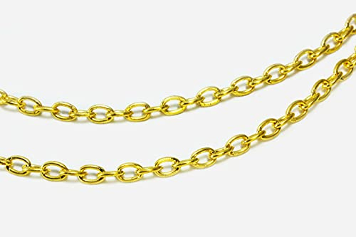 inwaria Metallkette 2,5 x 3,5 mm Ankerkette Kette Meterware Schmuckkette Gliederkette, MK-88/2 (Goldfarben, 5 Meter)