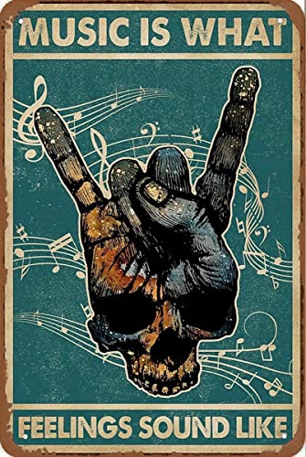 Vintage Skull Rock-Wall Art Nostalgic Tin Sign-Gift for Rock Music Lovers-Vintage Tin Wall Metal Sign-Siding Bar Family Poster Art Printed Poster-6x8 inches