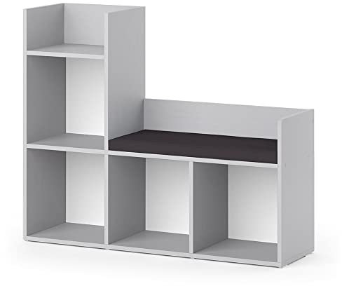 Vicco Kindersitzbank Luigi, Spielzeugregal mit Sitzbank, Grau, 107.2 x 88.6 cm