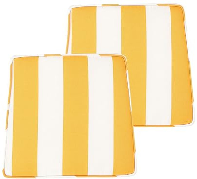 Beliani Outdoor Sitzkissen 2er Set Streifenmuster gelb/weiß für Gartenstuhl Terni