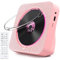 KOVCDVI Lecteur CD Bluetooth 5.1 de Bureau avec 5W Double Haut-parleurs intégrés avec playlight télécommande Pare - poussière Affichage Radio FM minuterie Casque USB/SD Card/aux Play Rose