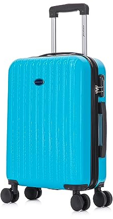 Aerostar 20” Lightweight Small Hard Suitcase Cabin Hand Luggage 4 Spinner Wheels Carry On 55x35x20 | Accepted on All Airlines easyjet, RyanAir, British Airways, Emirates & More (Blue, 35 Litre)