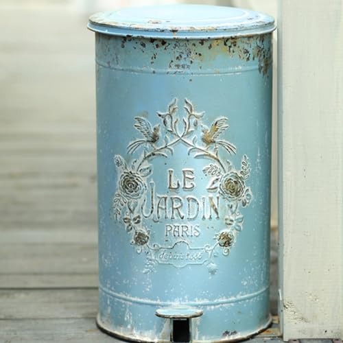 Z&Z ornamentorum Grande poubelle de cuisine - 17 l - Poubelle rétro en fer à pédale - Pour l'intérieur et l'extérieur - Poubelle à pédale - Grande capacité - Poubelle de cuisine