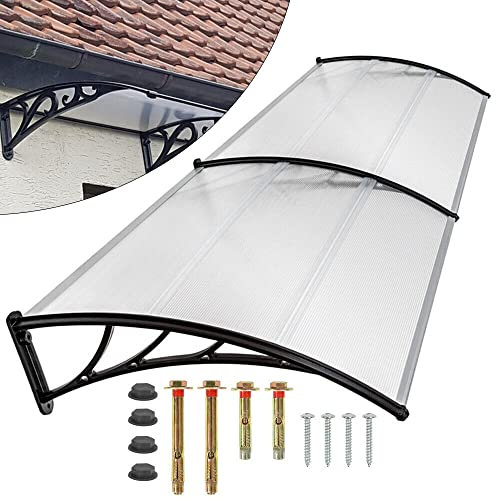 Tettoia per porta di casa, 200 cm, tettoia trasparente, tettuccio porta di casa, tettoia, tetto spiovente trasparente, protezione solare per finestre del balcone del garage.