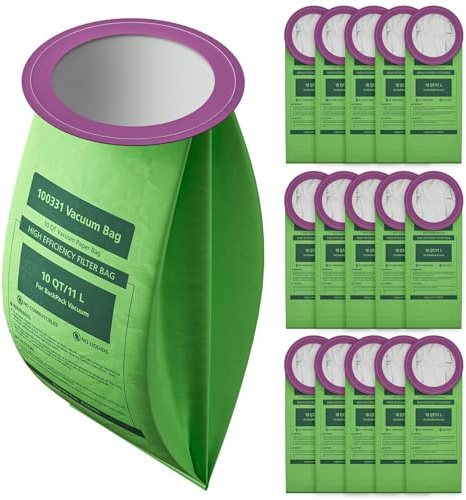 16 Pack 100331 Vacuum Bags Replacement Compatible with ProTeam 10 QT Backpack Vacuum Cleaner, for Coachvac, Super Coachvac, Megavac, Upgraded Vacuum Filters with Open Circular Collar