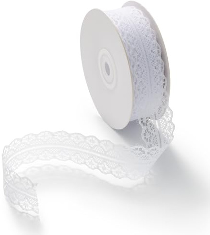 CHUQING Spitzenband Geschenkband Spitzenborte Zierband Spitze Schleifenband,3cm x 23 m Weiß