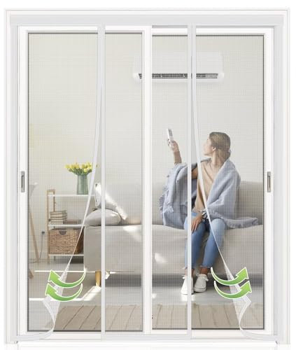 Mosquitera Magnética Puerta Ventana 105x225cm Blanco Puerta Mosquitera Magnética Sin Perforaciones Cortina de Puerta Antimoscas Antiinsectos con Tira Adhesiva Malla Fina Cierre Automático