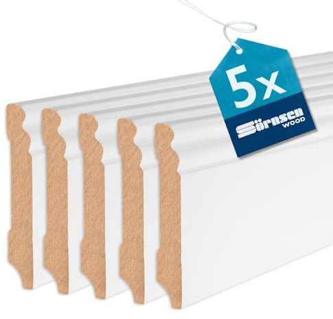 Sockelleiste MDF – 16x95x2440 mm, 5 Stück, weiß RAL 9016 lackiert | Sörnsen Wood Sockelleiste – hochwertige Fußleisten mit Altdeutschem Profil – Beste Qualität hergestellt in Norddeutschland