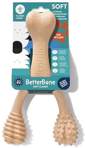 BetterBone - Hundespielzeug zum Kauen - Large Soft Classic - Veggie Kauknochen Hund Nylon & GMO-frei auf Zellulosebasis, Kauspielzeug weich neutraler Geschmack, Splitterfrei, hypoallergen & nachhaltig
