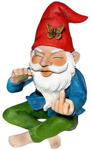 Wedhapy Nain de Jardin Doigt d'honneur 15 cm de Haut en résine - Nains de Jardin Amusants et Fumeurs coquins - Mini Nains résistants à la décoloration pour Noël Jardin pelouse