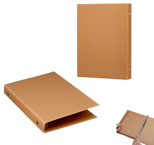 2 Stück Ringordner A5 Ringbuch Nachfüllbar Kraftpapier-Einband Ordner mit 6 Ringen für Schule Büro Souvenirbücher Tagebuch