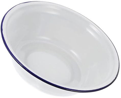 PRETYZOOM Enamel Deep Pie Pan 22cm Vintage White Enamel Roasting Tray Oven-Safe Non-Stick Baking Dish for Camping and Cooking