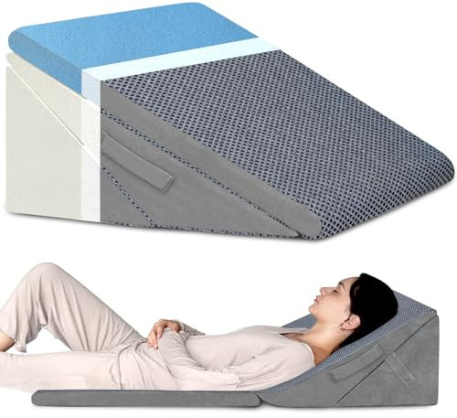 KingPavonini Keilkissen Bett zum Schlafen, Verstellbar 19 & 23 & 28 & 30,4 cm, Memory-Schaum, Unterstützung nach Operationen für Rücken, Beinen und Knien, Acid Reflux, GERD, Sodbrennen und Schnarchen