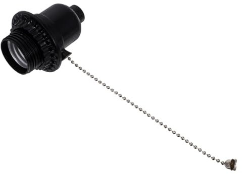 Sewroro Portalámparas Seguro y Fácil de Usar Negro con Interruptor de Cadena Integrado E26 Material Abs Resistente Compatible con Lámparas de Mesa Pie