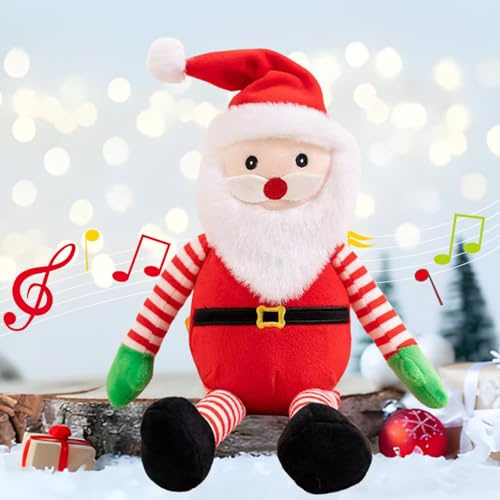 Berelin Tanzender und Singender Weihnachtsmann Plüsch, 15.5 Zoll Musik Plüsch mit Licht, Lernen zu Sprechen, Kinder (Weihnachtsmann)