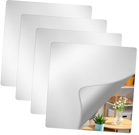 ABOOFAN 4 Piezas Espejos de Pared Autoadhesivos Espejos Acrílicos Flexibles para Decoración de Dormitorio Aula y Oficina Instalación y Resistente Daños