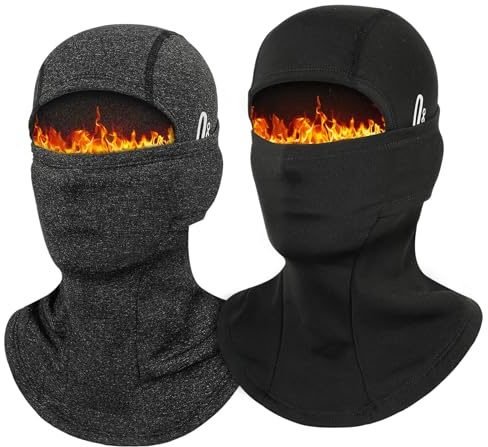 GL GLENSLAVE Pack of 2 Cold Weather Balaclava for Men and Women, Windproof Fleece Face Mask Thermal Winter Scarf Mask, Ski Mask for Outdoor Sports, Cycling, Skiing, Motorcycle (Black+Gray)