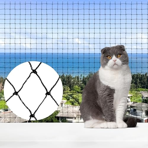 Qyibleri Red de alambre reforzado para gatos, 4 x 3 m, para balcón, sin necesidad de taladrar, se puede cortar, duradera, resistente al desgarro y robusta, incluye material de montaje