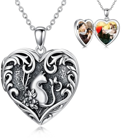 Dorunmo Collar con medallón de corazón para 2 imágenes, plata de ley 925, medallón en forma de corazón, collar con imagen joyas regalos para madres y hermanas, Plata esterlina, No es una piedra