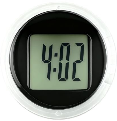 wilcractk Motorrad Uhr Reloj Electrónico Adhesivo Mini Reloj para Moto Bicicleta ABS Negro Portátil Sin Correa Impermeable para Exteriores