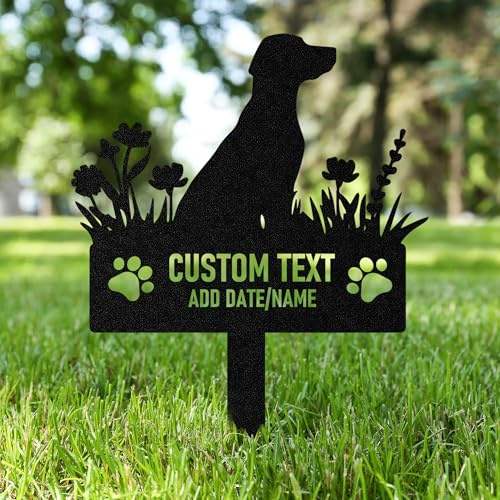 AGEUIRPOD Grabstein Hund Personalisiert mit Name & Datum, Draußen Tier Grabstein Katze, Metall Grabschmuck für Hund Katze, Gedenksteine für Den Garten, Grabdekoration Andenken an Den Hund Katze