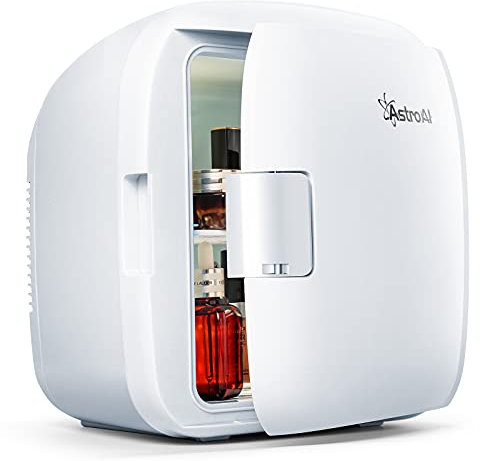 AstroAI 2 in 1 Mini Kühlschrank 9 Liter Fridge mit Kühl- und Heizfunktion 12 Volt am Zigarettenanzünder und 230 Volt Steckdose für Autos, Privathaushalte, Büros und Schlafsäle (Weiß)