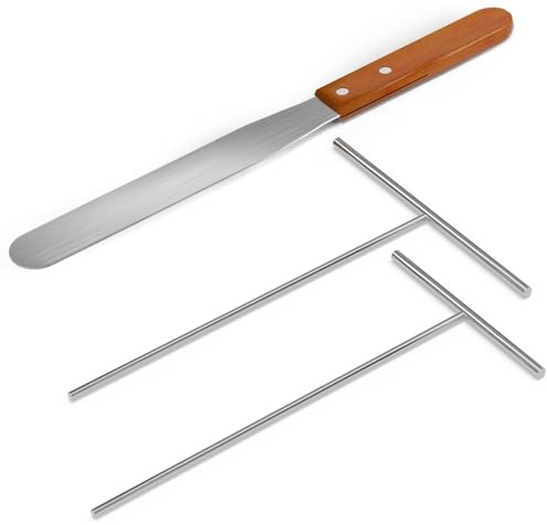 Lilithye Crepe Spreader and Spatula Kit Stainless Steel Crepe Spreader Tool 5, 7 Spreaders and 12 Spatula(3 Pcs)