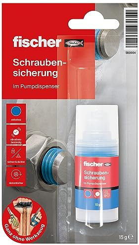 fischer Schraubensicherung, 15 g, mittelfester Schraubenkleber im Pumpspender für punktgenaue Dosierungen, hochviskoser Klebstoff als Korrosionsschutz, wasserfest & vibrationsbeständig