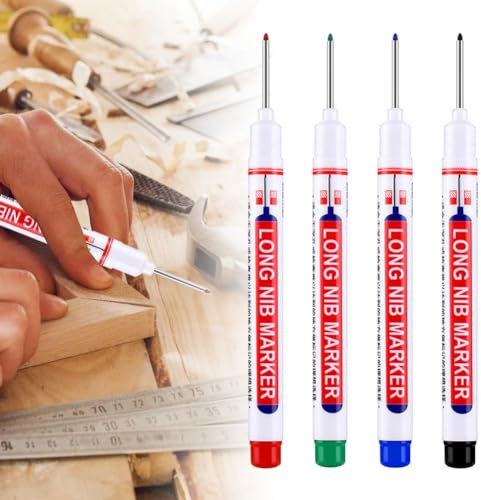 BAOSROY Marcatore in metallo, matita da falegname, matite da falegnameria, pennarello a foro profondo, set di matite da falegname, pennarello a punta lunga