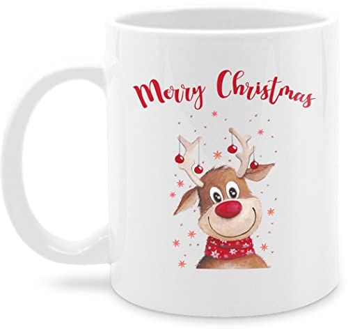 Tasse Tassen 325ml - Weihnachtstasse Weihnachten - Merry Christmas Rentier I Elch - 325 ml - Weiß - weihnachtstassen weihnachtsbecher weihnachtsmotiv elk mug wichteltassen weihnachts xmas mugs
