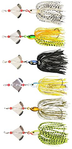 6 st Fiske Spinnerbait Spinner Bas Bete Kit Hård Metall Sked Spinner Bete Buzzbait Jigg Badbeten för Bas Gädda Öring Fiske