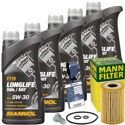 Mann Ölfilter + Mannol 5W-30 Öl | HU7008Z (OX388D)+588.670.001+MN1801+Mannol 5W-30 passend für Golf 5+6 Passat B6+B7 1.6-2.0 Tdi