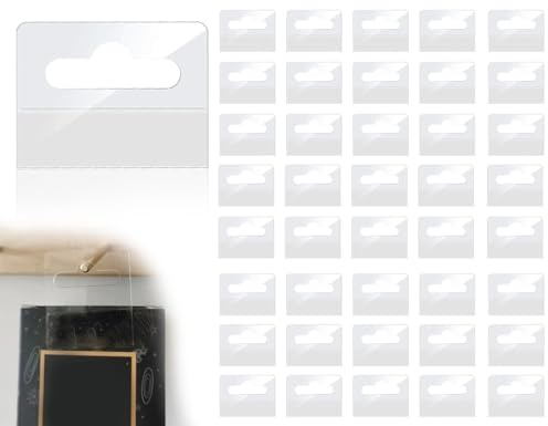 Lhbwhiz 40 Stück Selbstklebende Haken,Transparenter Hängen Klebehaken mit Schlitz Löchern,Multifunktionshaken Kunststoff Aufhängen,Durchsichtige Hang Tabs Selbstklebend,Für LadenEinzelhandelsdisplay