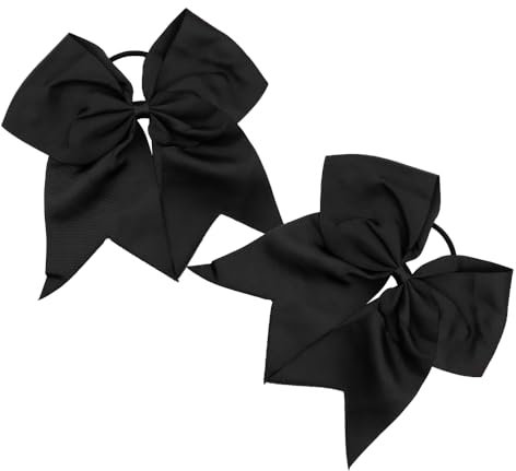 Große Cheer Schleife Jumbo,Cheer Haarschleifen Haarschleife,2pcs Große Cheer Haar Bögen,8 Zoll Schleife Haarschmuck,Haarband Haargummi Schleife Für Cheerleader Teen Schulmädchen Damen Mädchen(Schwarz)