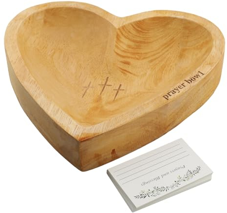 Jasaly Ciotola per preghiera a forma di cuore, ciotola per impasto con 24 biglietti di preghiera, regali cristiani, regali per la congregazione