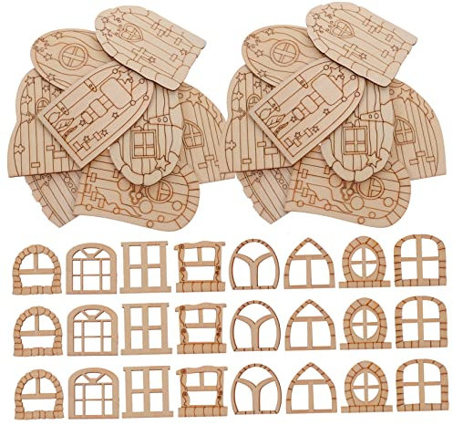 Porta Fatata in Legno Grezzo 64 Pezzi, Decorazione Miniatura da Dipingere