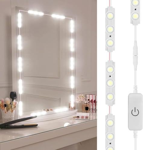 Viugreum Led Spiegelleuchte mit drei Schaltern, Spiegelbeleuchtung ausgestattet mit 60 LED, 10 Fuß (ca. 3 Meter) lange Make up Lichtleiste, kaltweißes 6000K LED-Licht, geeignet für Schminkspiegel-Kit