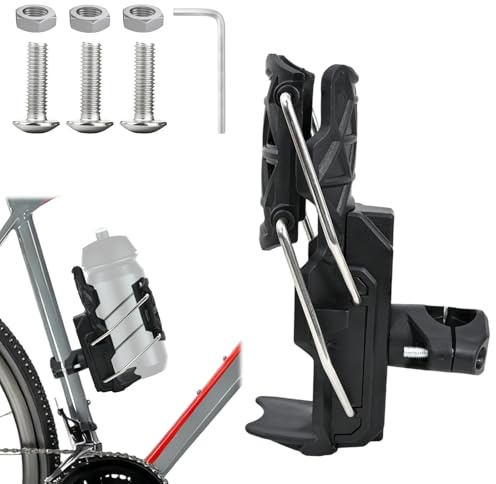 GDGJWL Adaptive Cycling Water Bottle Holder, 360° Rotatable Auto-Clamping Cup Cage, Tool-Free Universal Mount for 2-3 Bottles, Honeycomb Mesh for Mountain/Road Bikes & Motorcycles (Black)