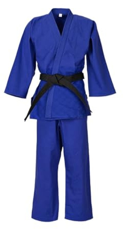 Traje De Judo Ropa de Judo, ropa algodón estándar gruesa for hombres y mujeres, competición azul blanca for adultos principiantes(Blue,160cm)