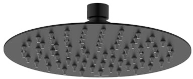 Bristan Pomme de douche ronde fixe fine 200 mm, construction en acier inoxydable, buses faciles à nettoyer, finition noire
