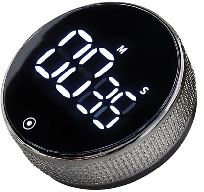 Magnetic Kitchen Timer with LED, Digital Display Smart Productivity Timer with Countdown and Countup Adjustable Volume for Home Classroom Cooking Fitness Baking Studying Teaching (Stylish Black)