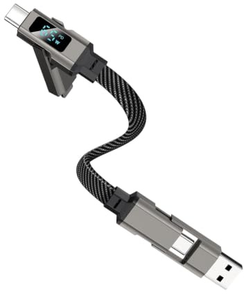 nyckelringskabel - 4-i-1 65W Snabbladdning LED-Display - Laddkabel nyckelring - Passar För Resor Camping Dagligt Arbete Och Kontor Utomhusaktiviteter Pendling Och Roadtrips