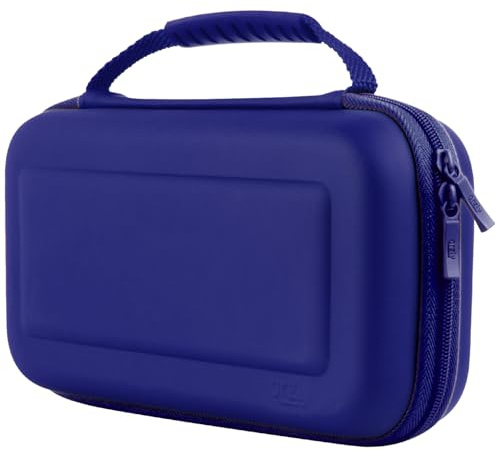 Orzly Tragetasche Kompatibel mit Nintendo Switch und New Switch OLED-Konsole - Blau schützende Hülle, Harte tragbare Reisetasche mit Taschen für Zubehör und Spiele