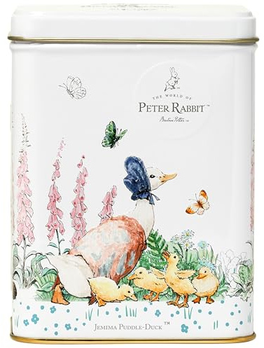 New English Teas Peter Rabbit Tea Tin with 40 Earl Grey Teabags, Jemima Puddle-Duck, Beatrix Potter