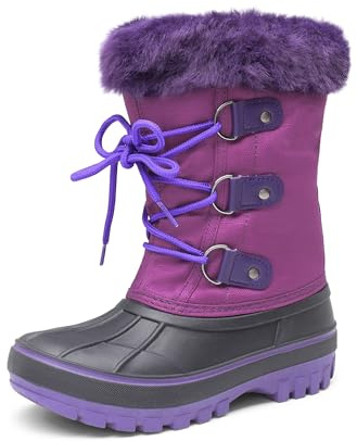 DREAM PAIRS Kids Bottes de Neige pour Enfants Chaudes et Confortable Bottes de Hiver Antidérapante avec Coque Imperméable,Size 37.5,Violet,Forester