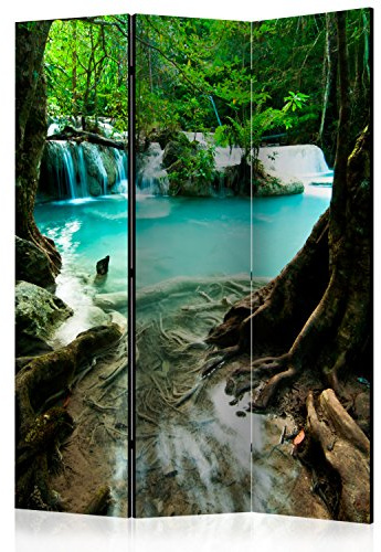 murando - Paravent Raumteiler Wasserfall, 135x172 cm, 3-teilig, Wohnzimmer | Mobiler Sichtschutz, sofort einsatzbereit, Holzrahmen, ideal fürs Wohnzimmer oder Büro, geruchsneutral, lichtbeständig