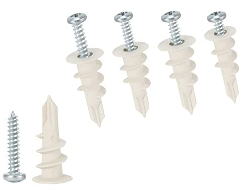 Self Drilling Drywall Plastic Anchors with Screws, Expansion Screws 100 Pieces (50 Pairs)